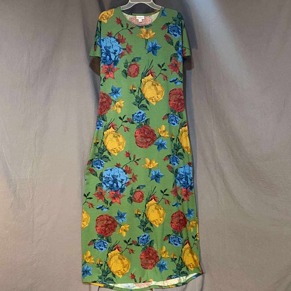 LuLaRoe Green Floral Dress